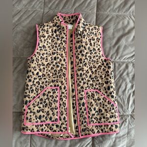 Crewcuts Leopard Print Vest with Pink Accents